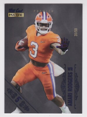 2021 Wild Card Matte RC 31/50 Amari Rodgers Blue Stripe 5 Clemson Tigers MBC-52