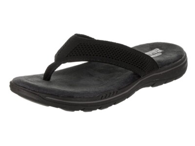 Skechers Men s Evented Borte Sandal Flip Flops 65105 Black Relaxed Fit Size 11