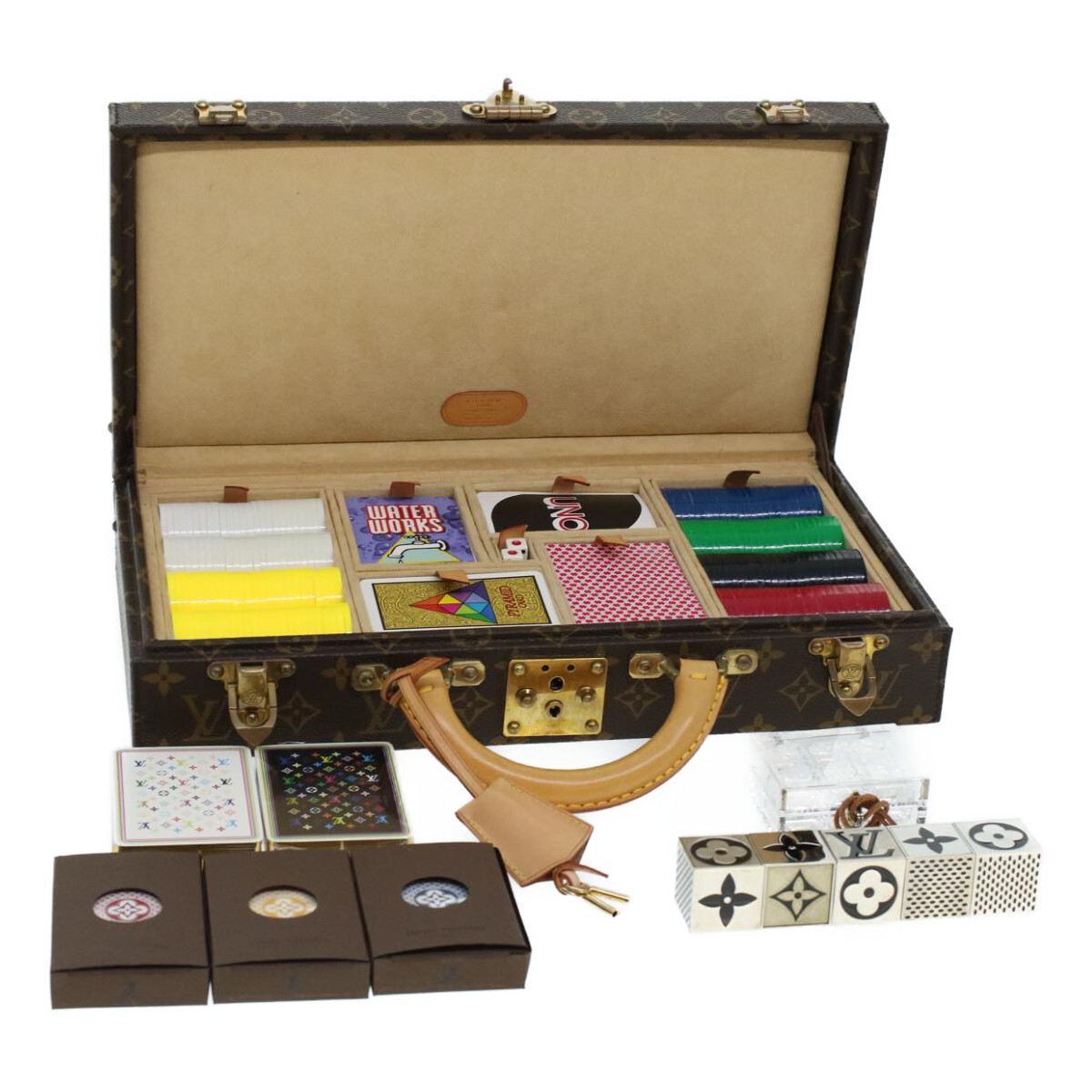 LOUIS VUITTON Monogram Casino Case Playing Cards Cube Game Dice