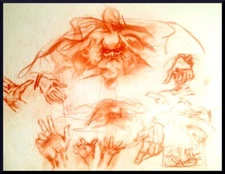 Julian Ritter -" More Hands "  Conte´ on Vellum 19" x 23" - Un-Signed - 218