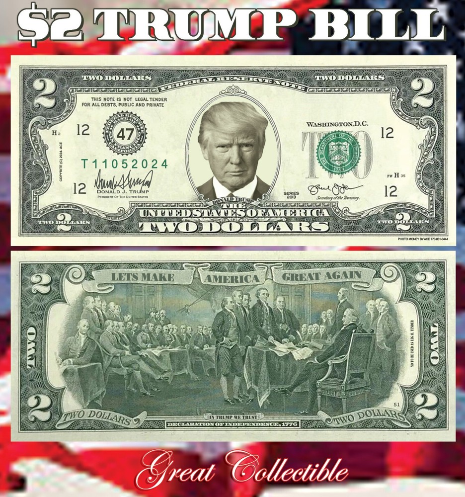 10pcs Donald Trump Money $2 Dollar bill Gr Detail & Collectible Not Legal Tender