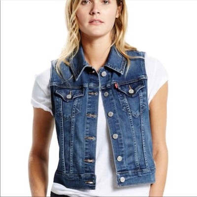Levi's Button Up Denim Jean Vest Size 