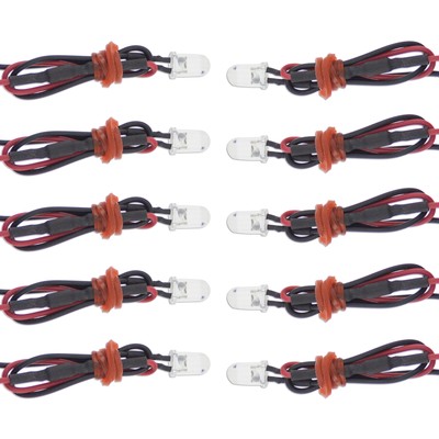 10x 12v 5mm LED Diode Green Motorcycle Turn Signal Accent with inline