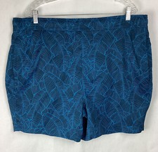 Mens Mack Weldon Swim Trunks Blue Succulent Tropic Leaf Print Size XXL 6  EUC
