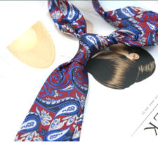 New Classic Paisley Red White Blue JACQUARD WOVEN 100 Silk Men's Necktie Tie