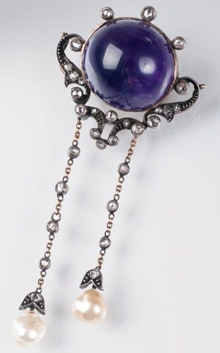 Collier Ancien En Or Argent, Saphir, Diamant Et Perles – Bijou Vintage En Forme De Croix