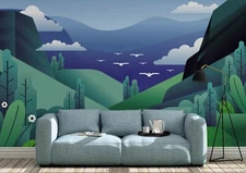 3D Cartoon Landscape Wallpaper Wall Mural Removable Self-adhesive Sticker 414