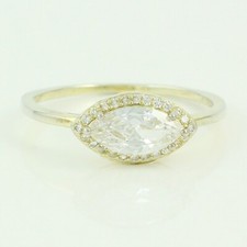 925 Sterling Silver Vermeil CZ Ring Marquise Lab-Created Cubic Zirconia Sz 8.75