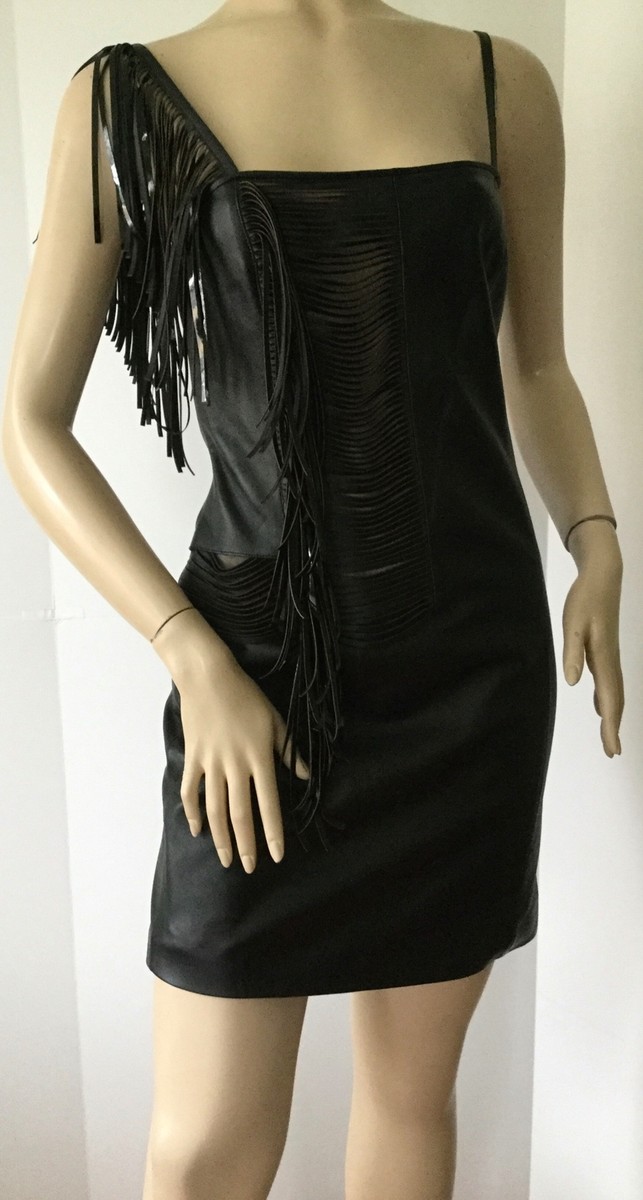 versace leather strap dress VERSACE Studded leather strapless dress Luisa World