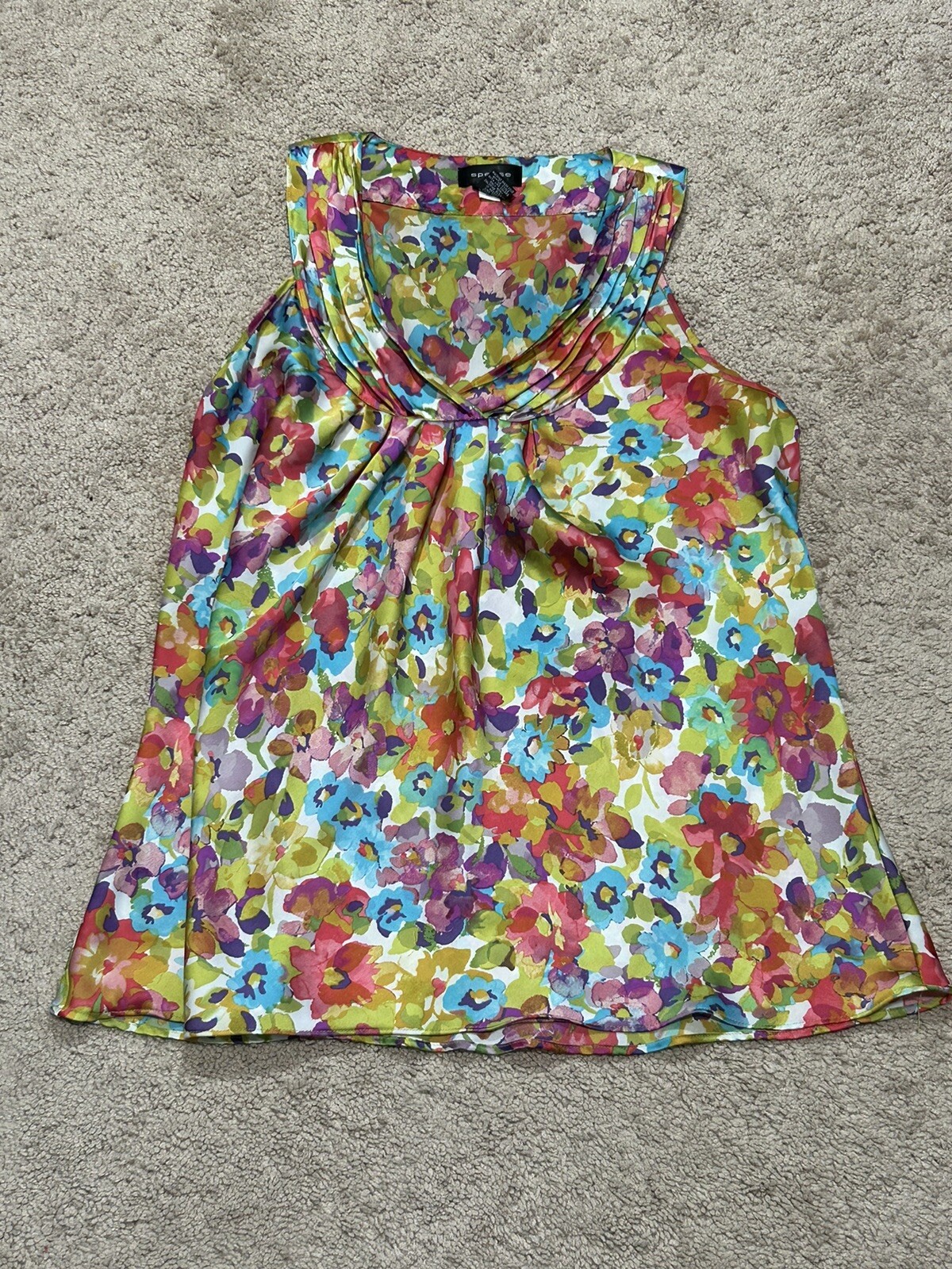 Spense Womens Shirt Size Large Multicolor Floral Flowy Classic Dressy Comfort