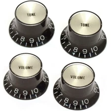 NEW VOLUME and TONE Knobs USA Gibson-Style Top-Hat (Bell) Insert GOLD Reflector