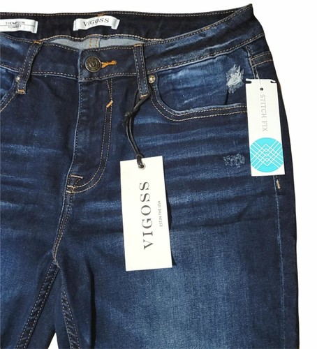 NWT - Vigoss "Thompson Tomboy" Deconstructed Jean - Navy - Size 6, MSRP $68 - Picture 3 of 5
