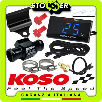 TERMOMETRO UNIVERSALE KOSO SENSORE M10x1 RACCORDO 16mm STAFFA MOTO SCOOTER PISTA