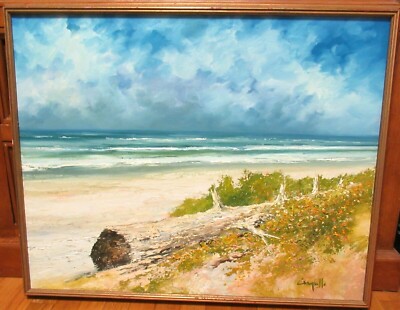 CAMPBELL ORIGINAL OIL ON CANVAS BEACH SCENE SEASCAPE