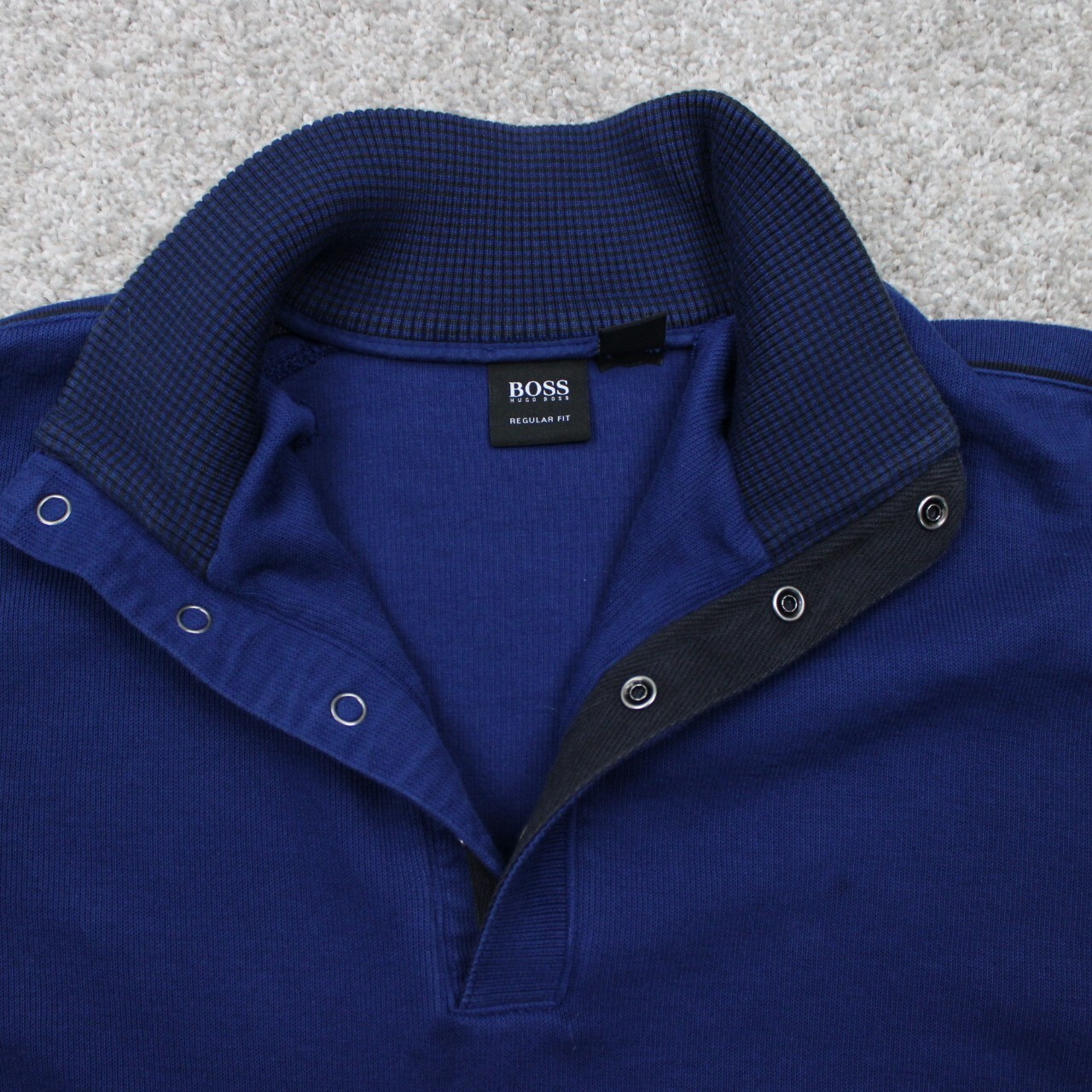 BOSS Hugo Boss Piceno Sweatshirt Mens XL Blue Regular Fit 1/4 Snap L/S Pullover