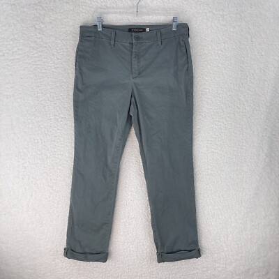 Nydj Chino NYDJ Gray Chino Straight Leg Pants Womens Roll Cuff