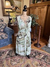 Ivory Mint Green Black Abstract Sleeveless Shift Dress Artsy Lined Chiffon S 42”