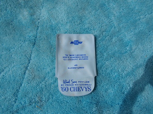 1960 Harpster Chevrolet Warriors Mark Pa Dealer Giveaway Wind Song Perfume Pouch - Picture 3 of 5
