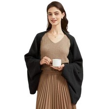 Women's Lightweight Cashmere Shawl Wrap Scarf with Sleeves Outer Warm Knitted...