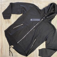 Mens hoodie Large Black Zip Up Hoody King Kouture RRP £40 Ribbed Fish Tail Hoody