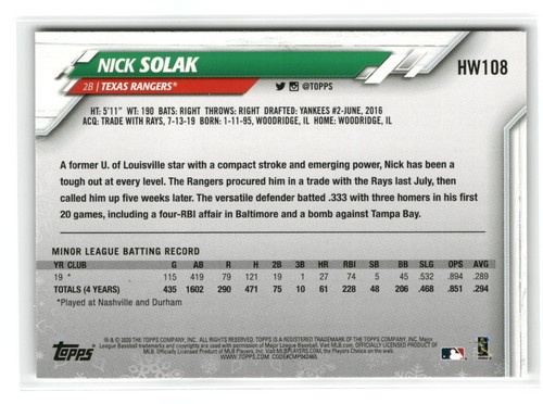 2020 Topps Holiday Baseball - Pick a Card - Complete Your Set - 40% off 4+ - Picture 214 of 392