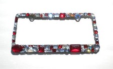 Chunky Mix Red With Ab And Clear Crystal Rhinestone License Plate Frame Bling Chunky Mix Red With Ab And Clear Crystal Rhinestone License Plate Frame Bling