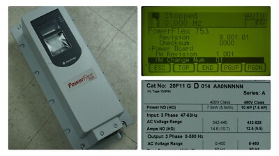 Allen-Bradley PowerFlex753 20F11GD014AA0NNNNN 10HP Ser. A FRN:13.003 Tested Good