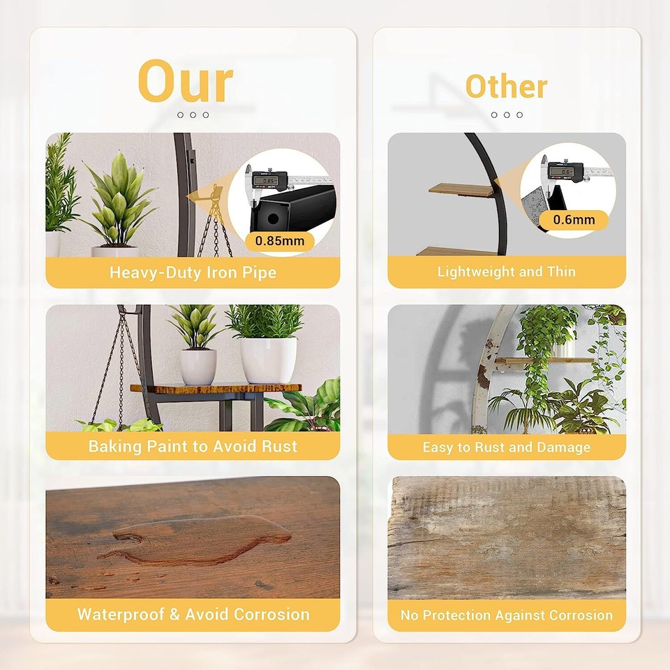 BACEKOLL Tall Plant Stand Indoor with Grow Light, 7 Tiered Metal Plant