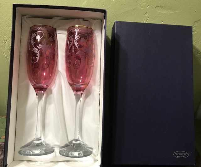 Cristal 3A Made In Italy Gold Trim Wine Glases eBay