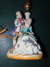 LAMP COUPLE GERMANY PORCELAIN 5388 HAND PAINTED MID CENTURY
