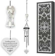 Memorial Wind Chimes with Celtic Angel & Heart - Goodbyes are Not Forever