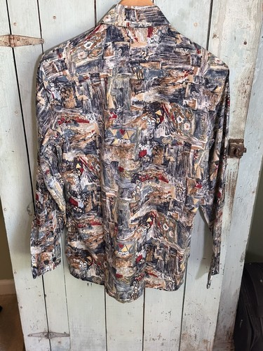 Damon Men's Art Deco Disco Button-Down Shirt, size M F10 - Picture 2 of 5