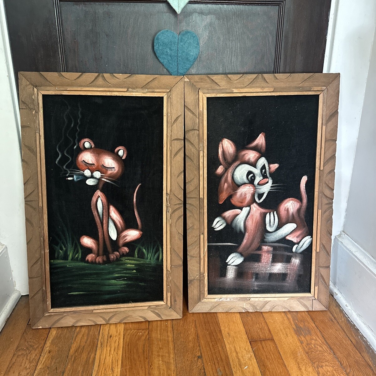 1970s Pink Panther Painting Lot On Black Velvet 23x13.5 | eBay