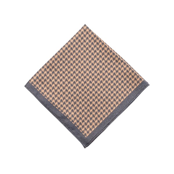 Pañuelo de bolsillo traje de pata de gallo gris y camel fino 