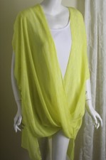 Catherine's Sz 3x Limoncello Yellow White Wrap Front Blouse Tunic Top Lightweigh