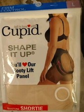 Women's Size L Cupid Firm Control Booty Lift Panel Waistline Shortie Beige