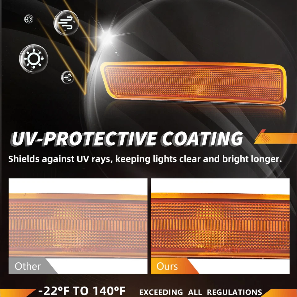 2X Luzes indicadoras laterais de canto frontal de lente âmbar para 2002-2010 Mercury Mountaineer - Imagem 3 de 4