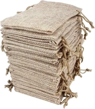 Lot of 50 Burlap Bags with Drawstring Gift Bags Jewelry Pouches Sacks for Weddin