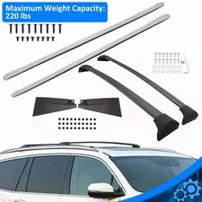 For 2016-2022 Honda Pilot 4Pcs Roof Rack Side Rail + Cross Bar BLACK SILVER Set