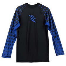 Da Hui Rash Guard Long Sleeve Shirt Medium Black Blue Triangle Surf Logo Top