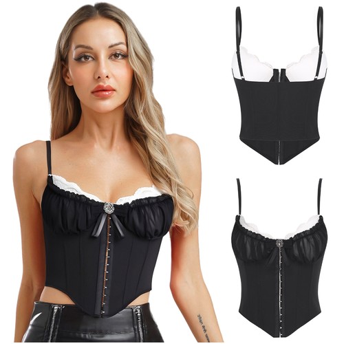 Damen Tank Rave Tops Gehen Camisole Patchwork Ernte Dekoriert Gurt Abend Heiß - Bild 21 von 47