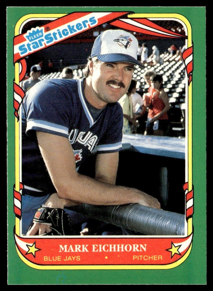 1987 Fleer Star Stickers Mark Eichhorn Toronto Blue Jays #37