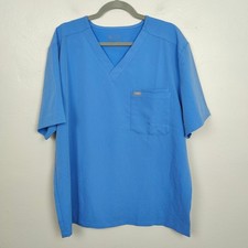 FIGS Leon Three Pocket Scrub Top Mens XXL Royal Blue V-Neck Medical Dental