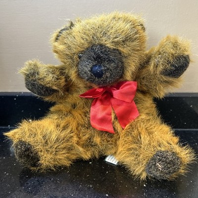 Rare Vintage London Harrods Knightsbridge Teddy Bear Soft Plush Red Ribbon Bow 