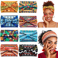 Women's Wide Boho Knotted Non-Slip Turban Headwraps - Stretchy Bandeau Hair Band