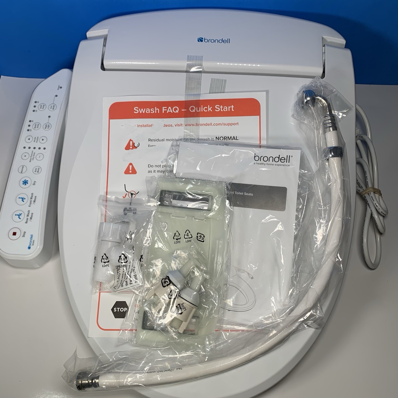 Brondell Swash Round SE400 Bidet Toilet Seat with Air Dryer, Night Light - White