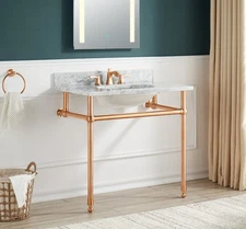 Verona 34.5 in. Console Sink in Rose Gold