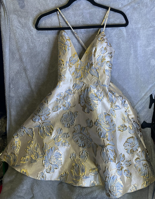 how to hide underwear lines in a dress Gold Strapless Brocade Midi Dress with Pockets