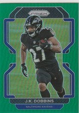 JK DOBBINS 2021 PANINI PRIZM GREEN PRIZM #283 RAVENS & OHIO STATE