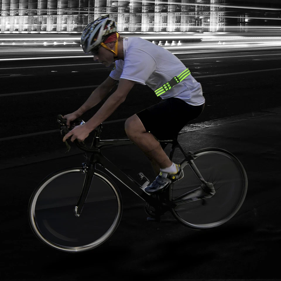 2 Piezas Cinturón Reflectante Reflectante Equipo de Correr Alta Visibilidad Verde Naranja Foto 2 de 4